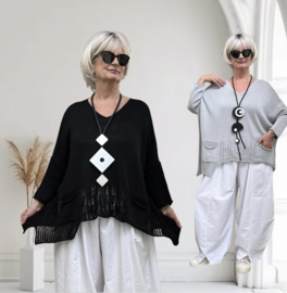 Moonshine oversized katoen  gebreide top stretch/in meerdere kleuren