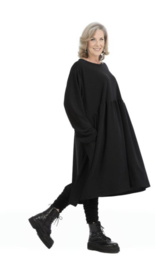 AKH oversized A-lijn glatter kepp jurk  /stretch zwart