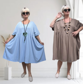 ITALIA MODA oversized katoen A-lijn jurk met zakken  stretch /in meerdere kleuren