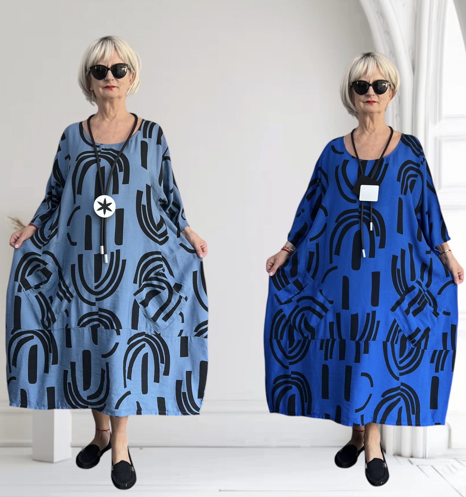 MB Germany viscose A-lijn jurk met zakken/in meerdere kleuren