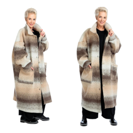 AKH oversized lange wollen winterjas/mantel  gevoerd