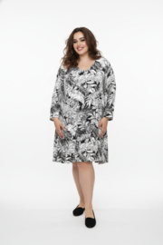 New Jersey oversized viscose A-lijn jurk/tuniek / stretch/zwart/wit