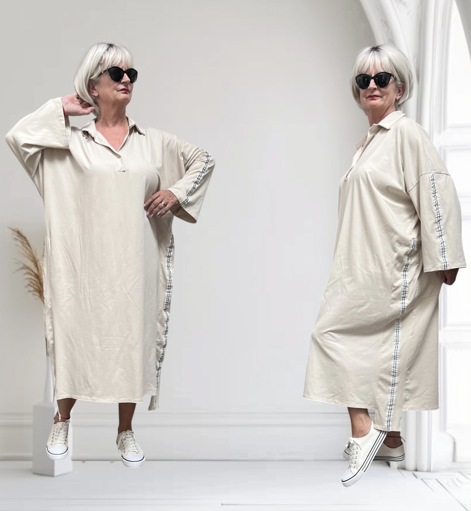 ITALIA viscoser jurk met bis stretch/apart/in meerdere kleuren
