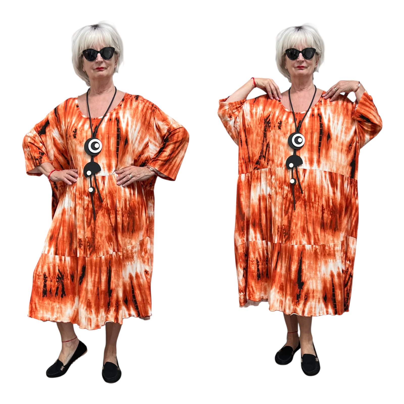 AKH jersey viscose oversized A-lijn jurk stretch