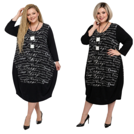 New Jersey viscose ballon jurk stretch zwart/wit