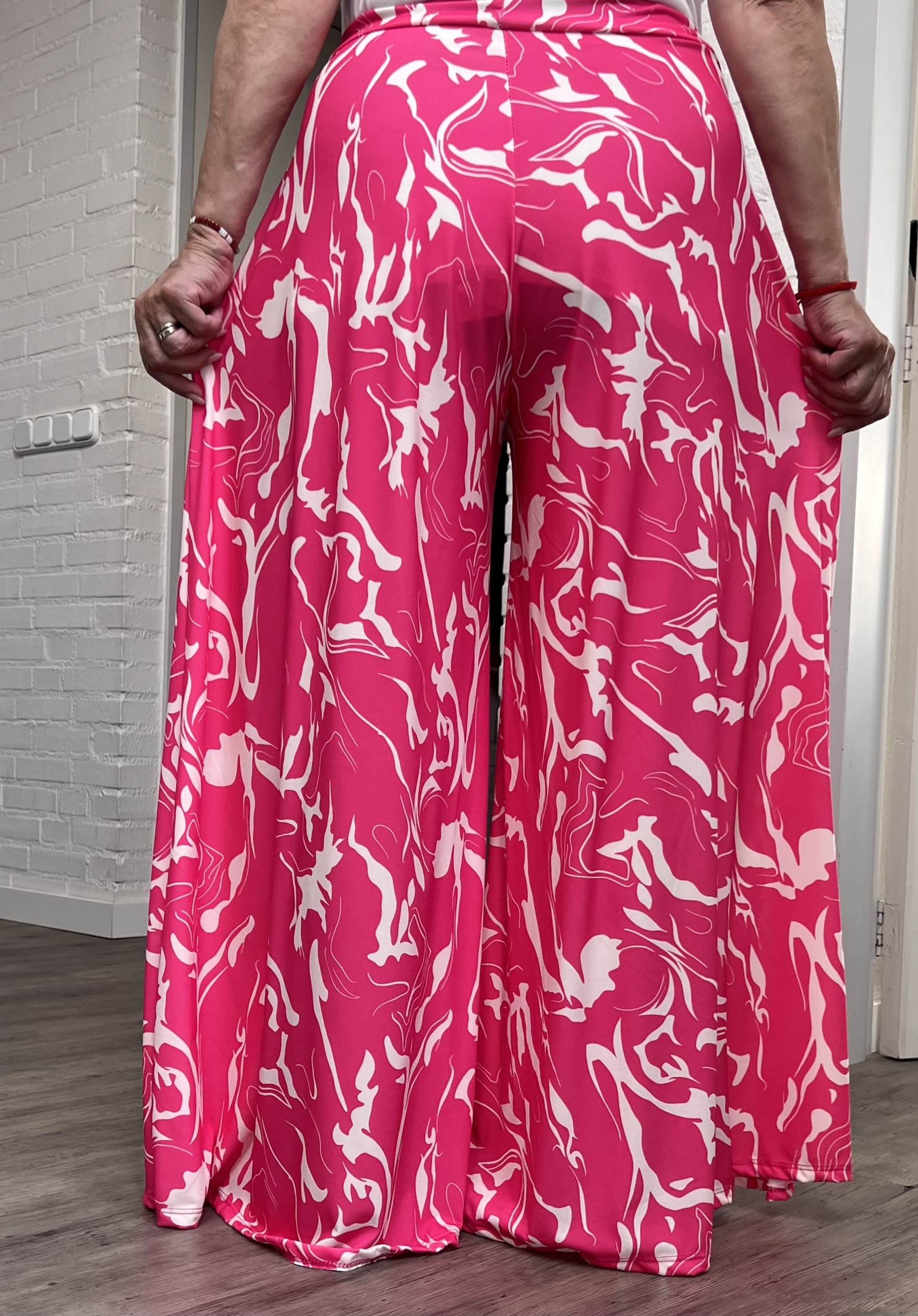 ITALY Mode jersey viscose  wijde broek apart /zeer rekbaar