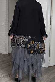 AKH oversized jersey viscose A-lijn tuniek apart  zwart stretch
