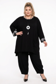 AKH viscose mix tuniek met een zak /apart/ zwart/grijs
