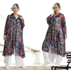 AKH oversized chique chiffon A-lijn  hemd/tuniek met ritssluiting  apart