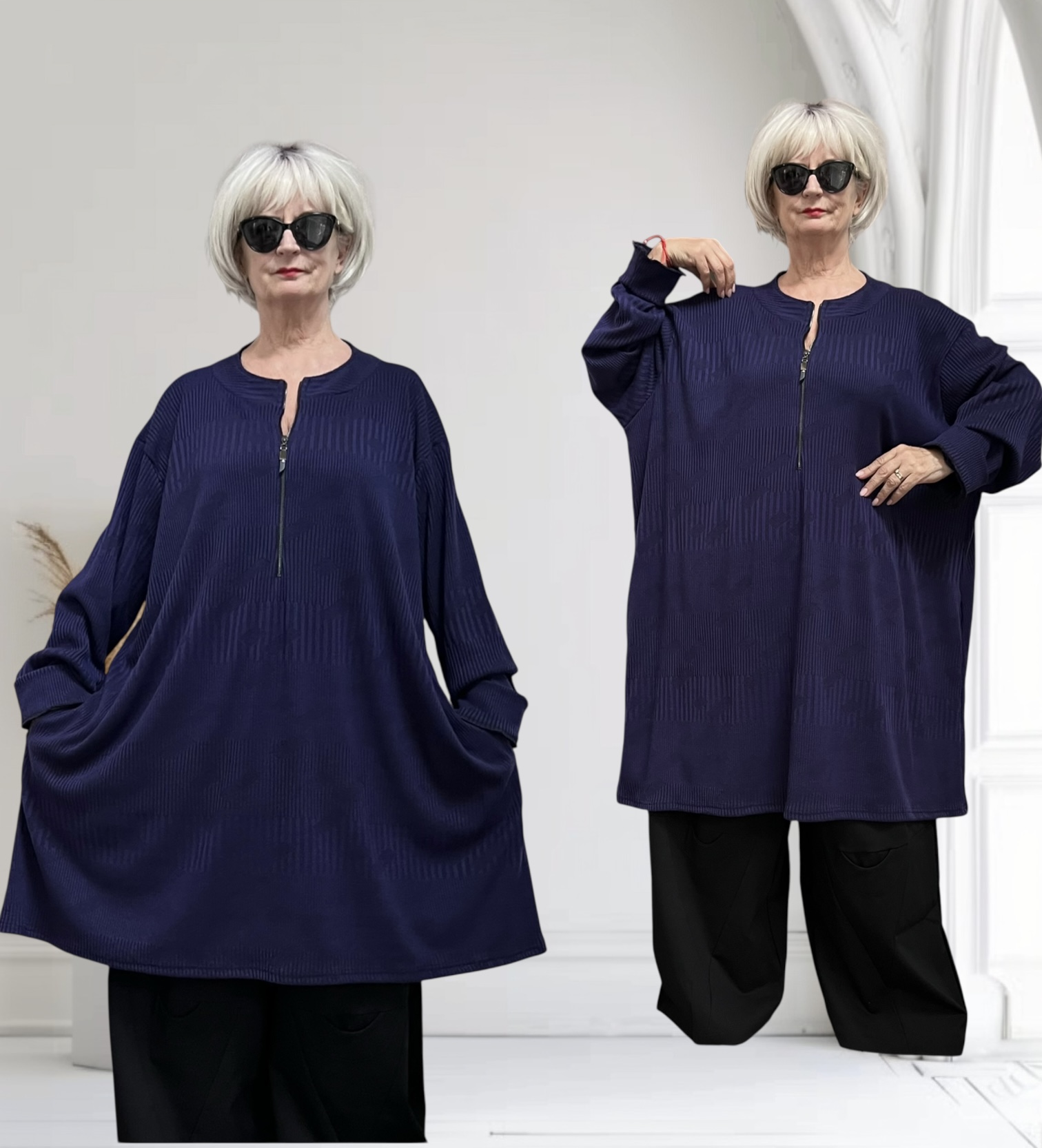AKH viscose  jersey A-lijn tuniek stretch paars