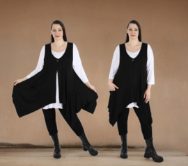 AKH jersey viscose A-lijn blazer/vest/tuniek stretch  zwart