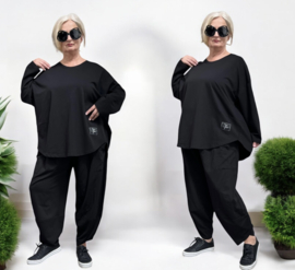 SASHA Noa jersey oversized katoen vrijetijdspak(top + broek) apart stretch zwart
