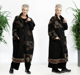 AKH oversized lange wollen winterjas/mantel gevoerd