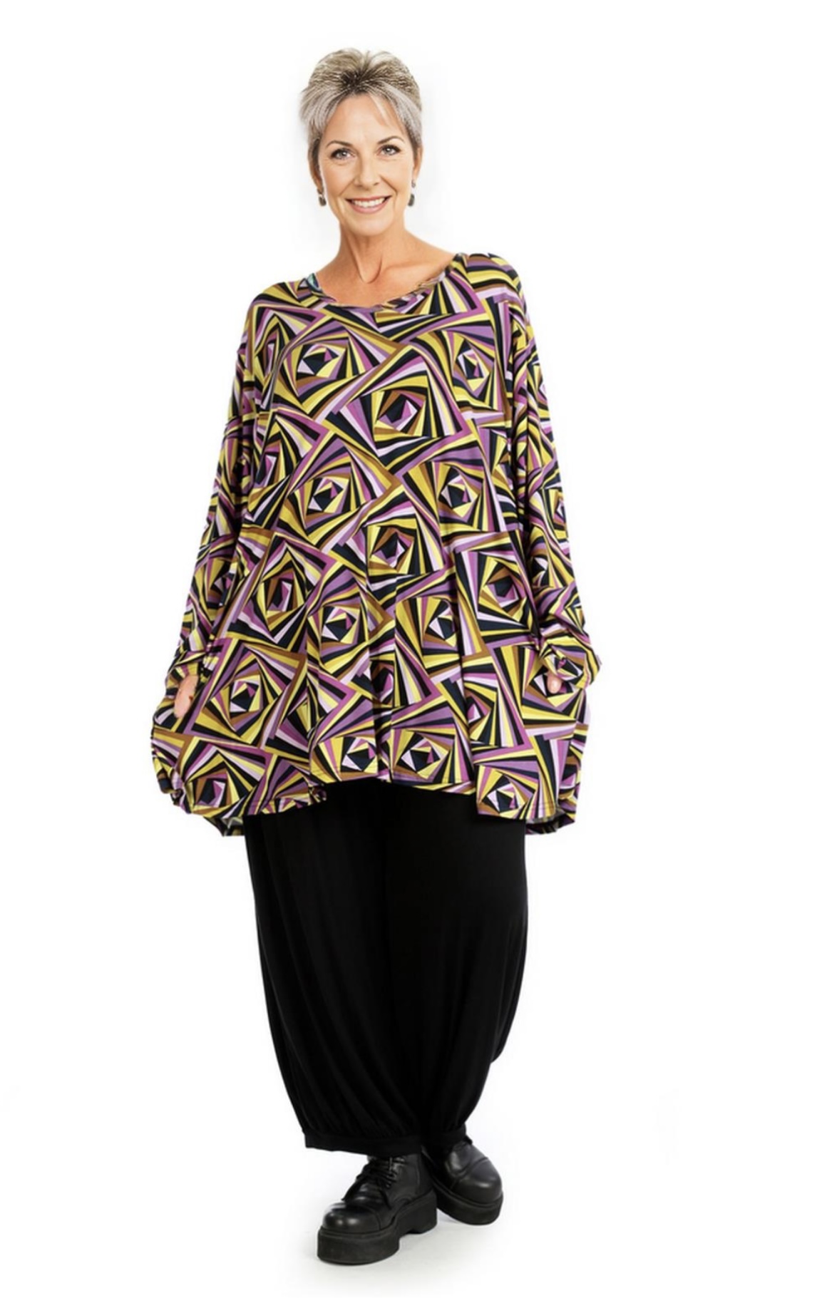 AKH oversized viscose tricot A-lijn tuniek  apart stretch