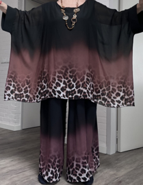 SASHA GRANDE oversized chiffon A-lijn tuniek+ broek/zwart