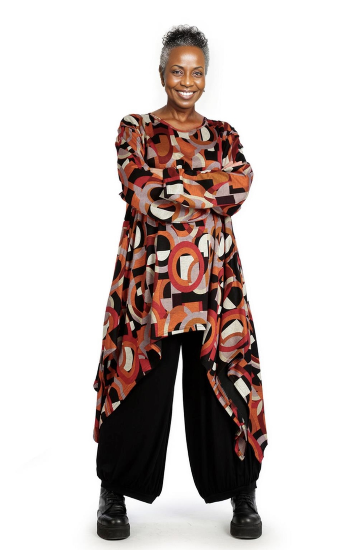 AKH viscose asymmetrisch oversized jersey A-lijn tuniek/top met zakken apart stretch