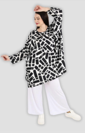 AKH oversized viscose tuniek/top zwart/wit  apart