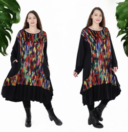 AKH oversized viscose A-lijn jurk stretch/zwart