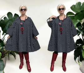 Eva oversized katoen linnen look jurk met zakken apart donkerblauw