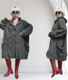 AKH oversized wollen winterjas/mantel  gevoerd
