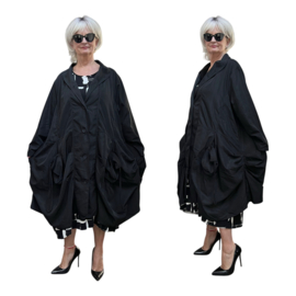 Moonshine oversized tussenjas waterbestendig met knoopsluiting zwart