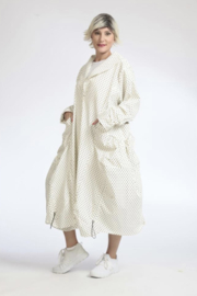 AKH viscose A-lijn zomer jas  stretch ecru/zwart
