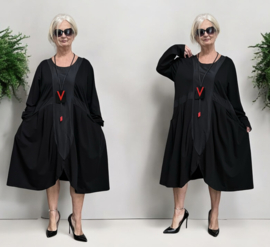 SINNE design.. A- lijn katoen jurk stretch/zwart