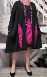 Olivia oversized A-lijn jersey viscose tuniek/jurk met zakken apart (extra groot)zwart stretch