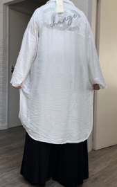ITALIA oversized viscose A-lijn blouse/ hemd met steentjes