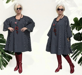 Eva oversized katoen linnen look jurk met zakken apart donkerblauw