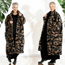 AKH oversized lange wollen winterjas/mantel  gevoerd