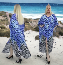 DIVAS PLANET oversized viscose kaftan/jurk met knoopsluiting