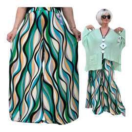 ITALY Mode jersey viscose  wijde broek apart /zeer rekbaar