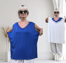 ITALIA viscose jersey basics top met kant/in meerdere kleuren