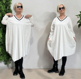 ITALIA  oversized viscose mix wijde jurk met zakken stretch apart