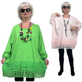 ITALIA MODA oversized katoen tuniek met kant stretch/in meerdere kleuren
