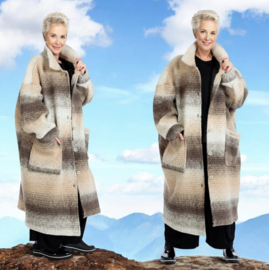 AKH oversized lange wollen winterjas/mantel  gevoerd