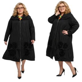 Moonshine oversized A-lijn tussenjas waterbestendig zwart