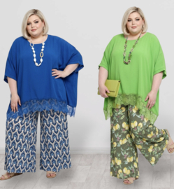 ITALIA MODA  viscose tuniek/poncho met kant en ketting /stretch/meerdere kleuren