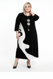 KEKOO design katoen A-lijn jurk zwart/lichtgrijs stretch