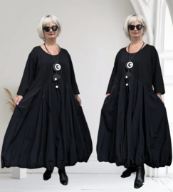 Vincenzo Allocca oversized katoen A-lijn jurk met inzet van taft /aparte/stretch/zwart