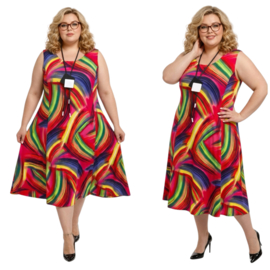 New Jersey viscose A-lijn jurk stretch