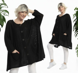 AKH gebreide oversized bouclé  A-lijn vest/blazer apart stretch