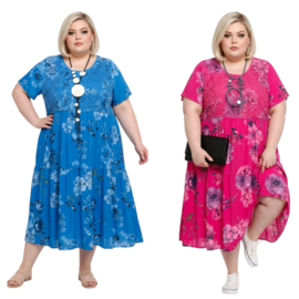 ITALIA MODA viscose/katoen A-lijn jurk met KANT/ /in meerdere kleuren