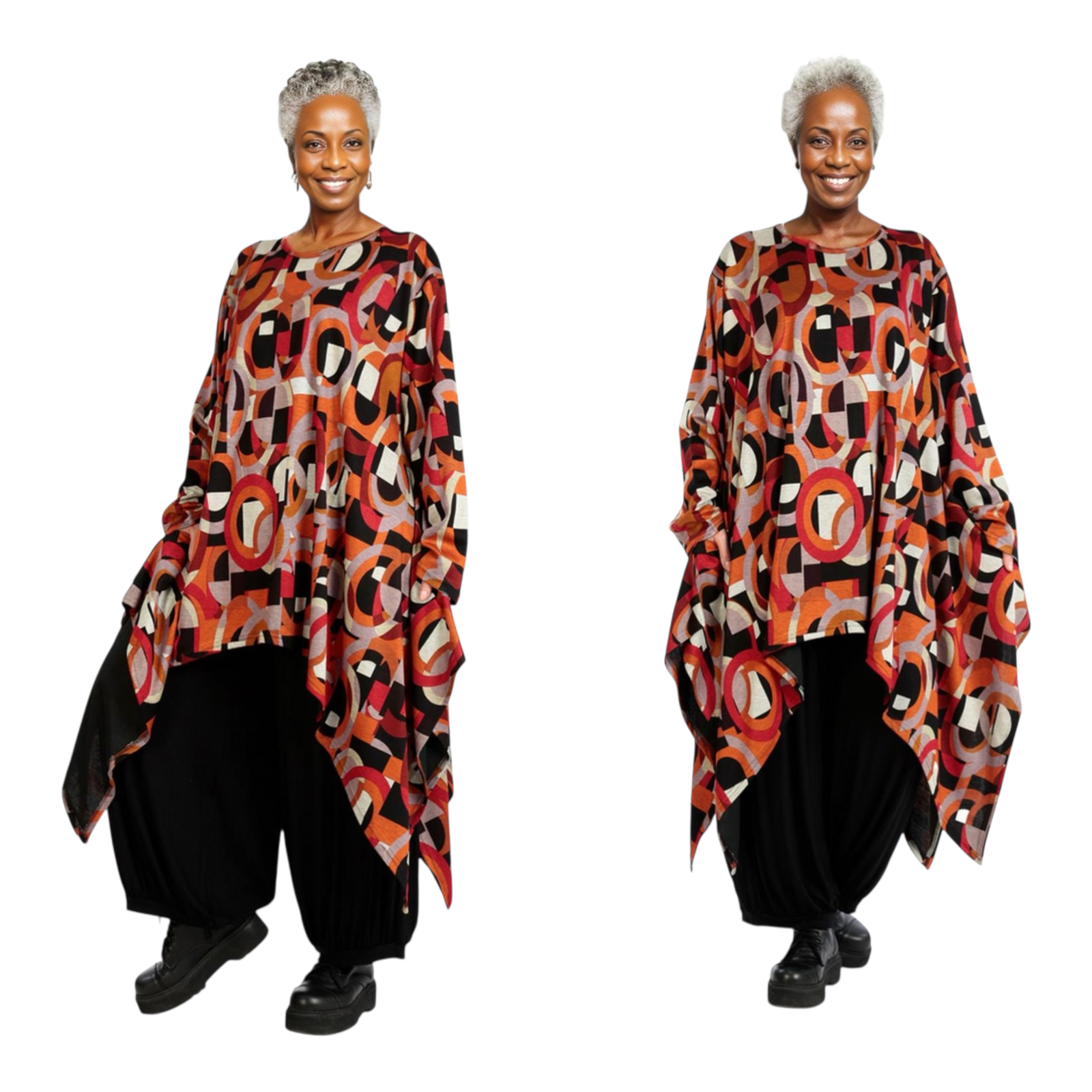 AKH viscose asymmetrisch oversized jersey A-lijn tuniek/top met zakken apart stretch