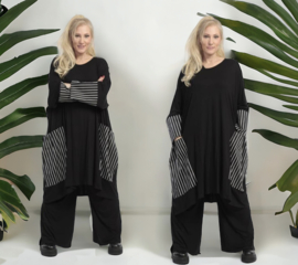 AKH oversized viscose tuniek/jurk met zakken stretch/zwart