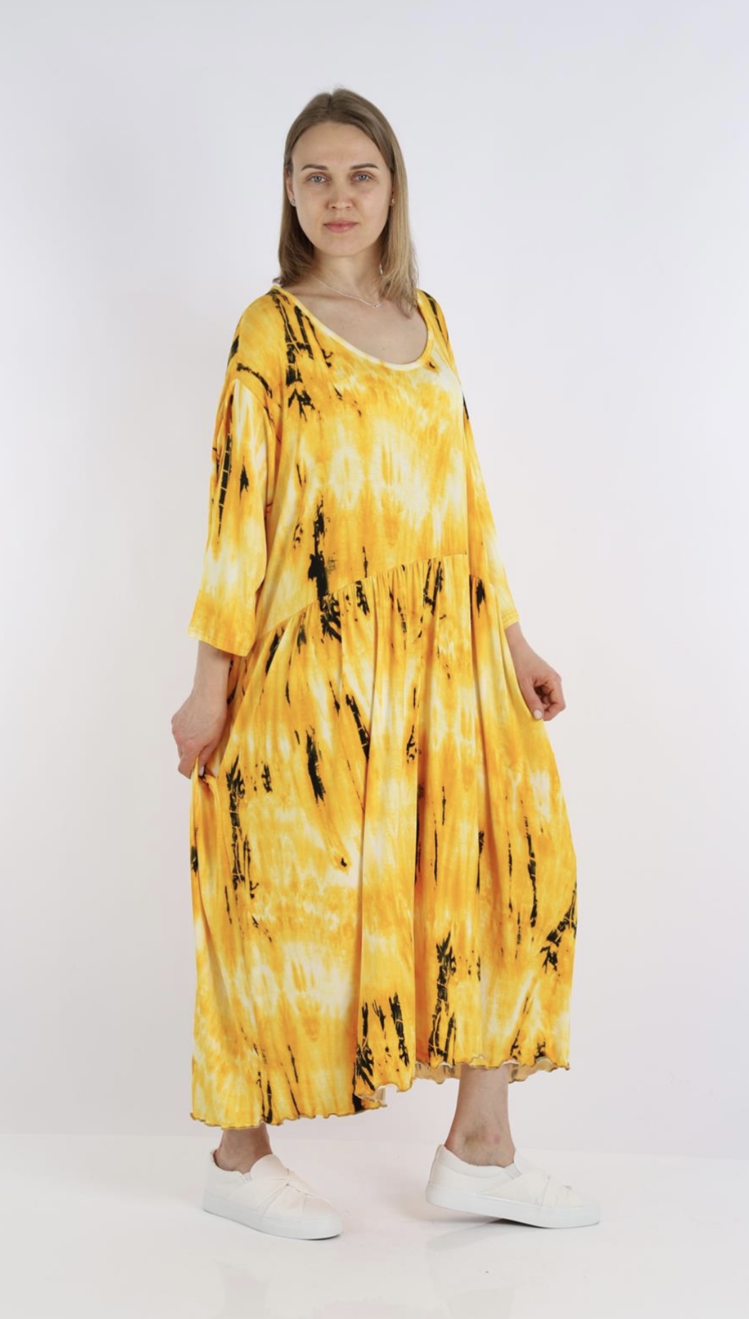 AKH jersey viscose oversized A-lijn jurk stretch