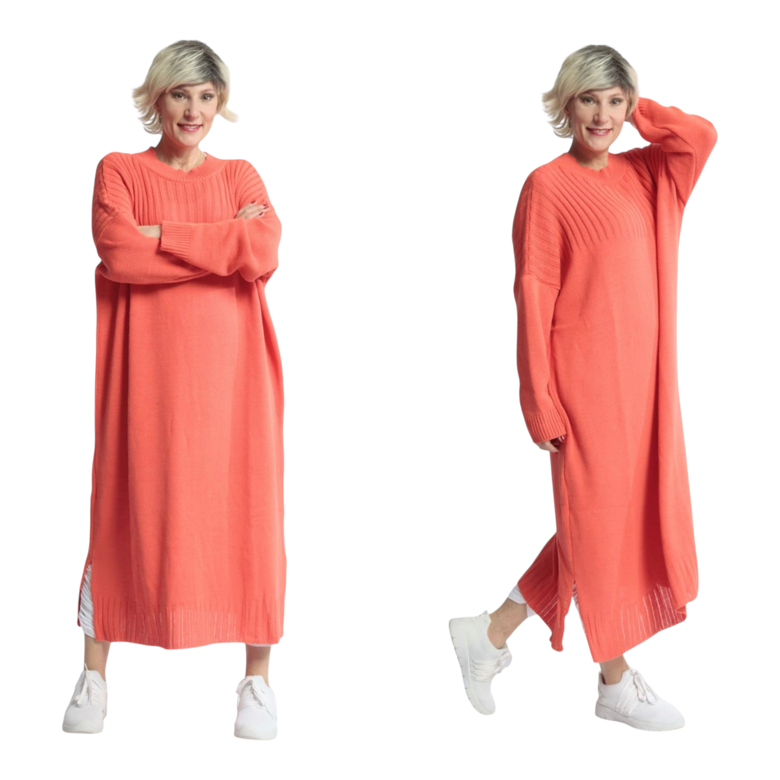 AKH gebreide oversized tuniek/jurk  apart stretch