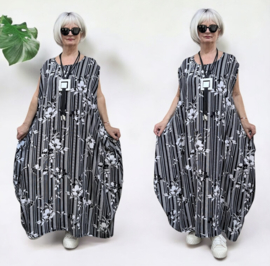 AKH oversized chique viscose  A-lijn  jurk apart/niet doorschijnend