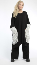 AKH oversized tricot katoen/viscose tuniek/jurk apart stretch zwart/wit